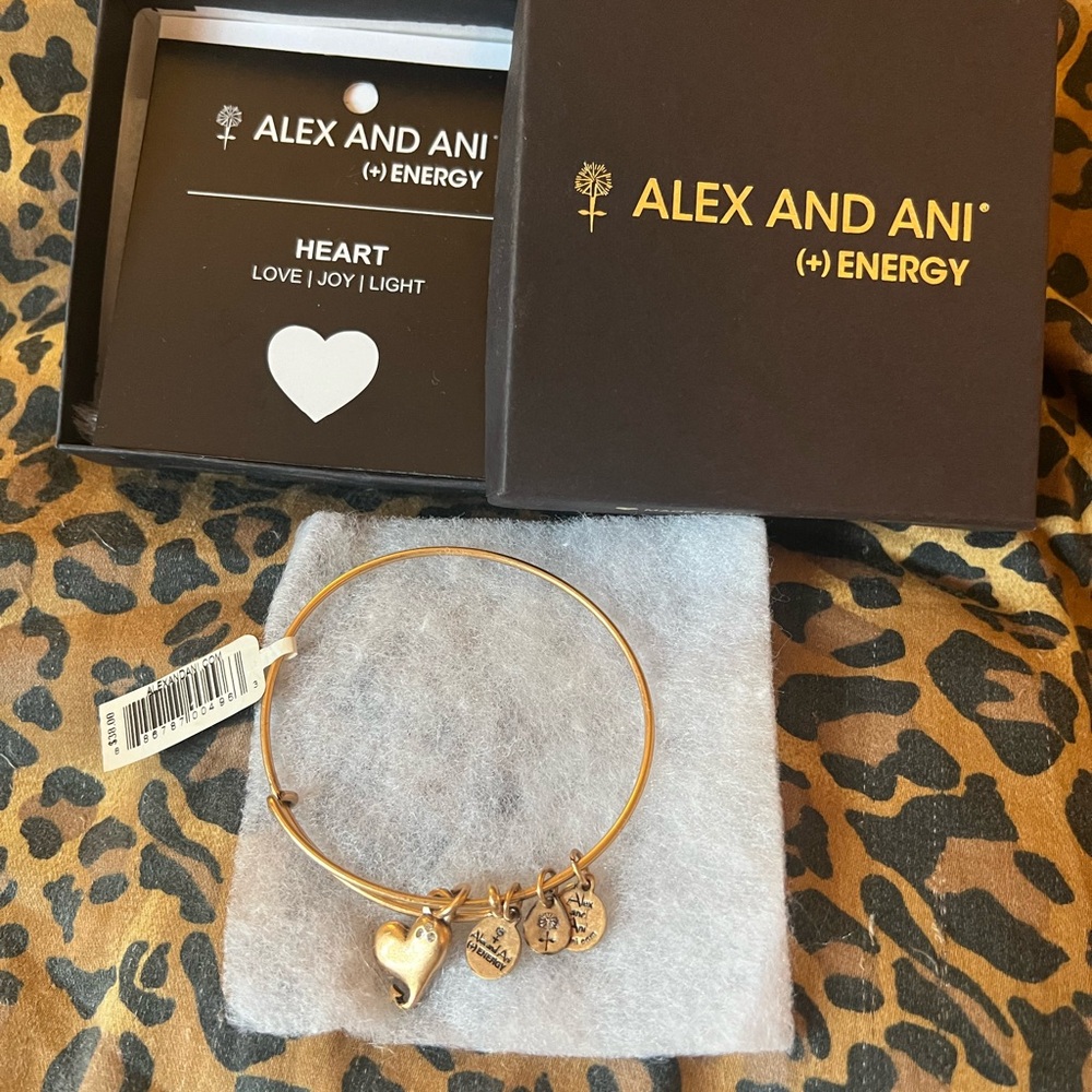 Alex and Ani Gold Heart Charm Bracelet